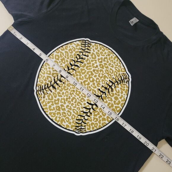 Next Level Apparel Crewneck Black Leopard Baseball Graphic Short Sleeve Tee - Picture 5 of 12